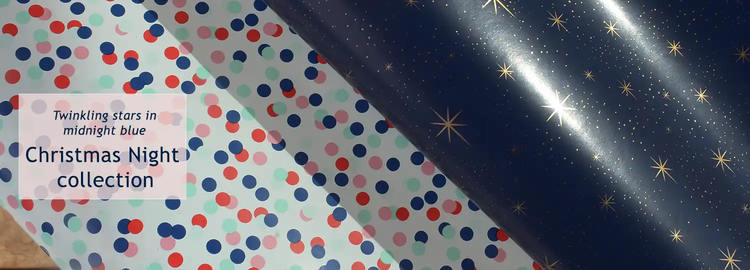Christmas Night wrapping paper collection in midnight blue